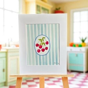 Hand-Made New Watercolor Art Cherries